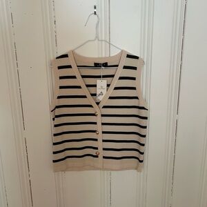 Elegant Striped Black and Tan Tank Top